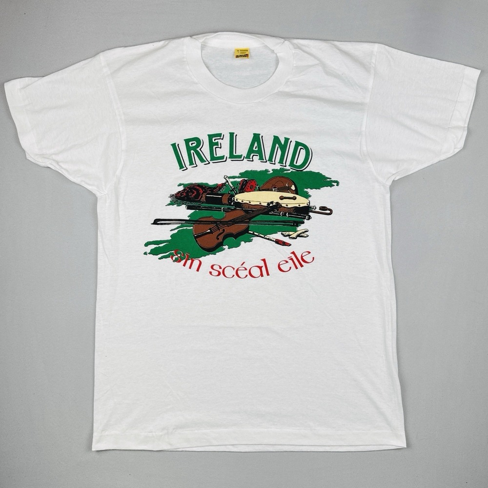 Vintage 80s Screen Stars Ireland Sin Scéal Eile T Shirt Made In Ireland XL